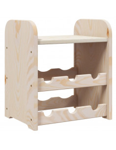 Portabottiglie con Ripiano 33x25x37cm in Legno Massello di Pino 2