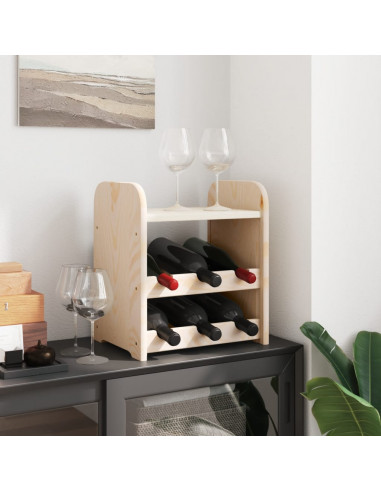 Portabottiglie con Ripiano 33x25x37cm in Legno Massello di Pino