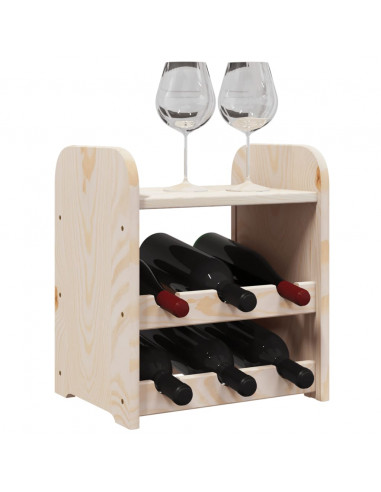 Portabottiglie con Ripiano 33x25x37cm in Legno Massello di Pino