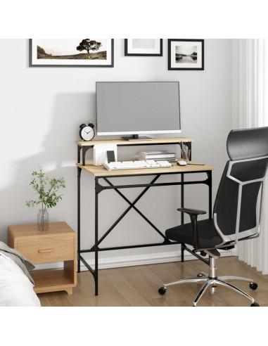 Scrivania Rovere Sonoma 80x50x90 cm Legno Multistrato e Ferro