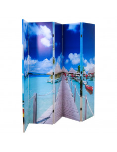 Paravento Pieghevole 200x170 cm con Stampa Spiaggia 2