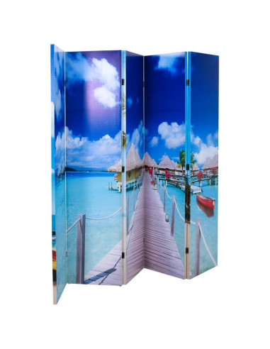 Paravento Pieghevole 200x170 cm con Stampa Spiaggia