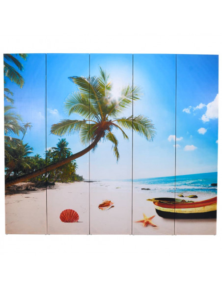 Paravento Pieghevole 200x170 cm con Stampa Spiaggia