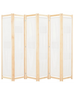 Divisorio a 6 Pannelli 240x170x4 cm in Tessuto Crema 2
