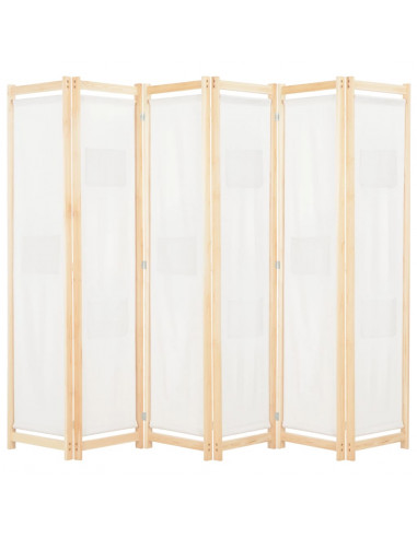Divisorio a 6 Pannelli 240x170x4 cm in Tessuto Crema