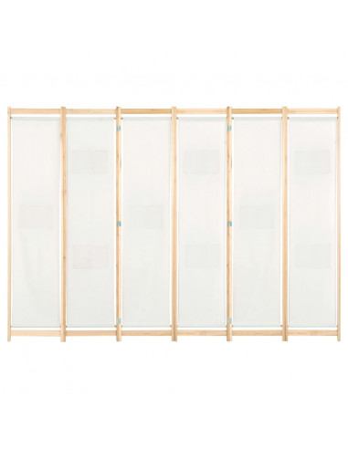 Divisorio a 6 Pannelli 240x170x4 cm in Tessuto Crema