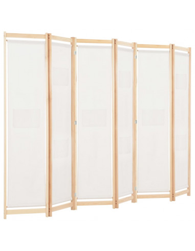 Divisorio a 6 Pannelli 240x170x4 cm in Tessuto Crema