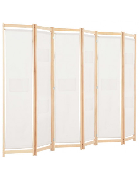 Divisorio a 6 Pannelli 240x170x4 cm in Tessuto Crema