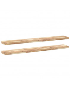Mensole da Parete 2 pz 120x20x4 cm Legno Acacia Non Trattato 2