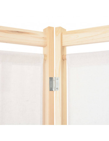 Divisorio a 6 Pannelli 240x170x4 cm in Tessuto Crema