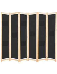 Divisorio a 6 Pannelli Nero 240x170x4 cm in Tessuto 2