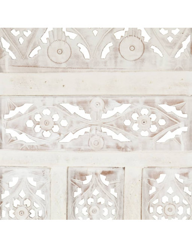 Divisorio 4 Pannelli Intagliato Bianco 160x165cm Mango Massello