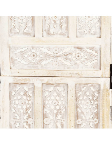 Divisorio 5 Pannelli Intagliato Bianco 200x165cm Mango Massello