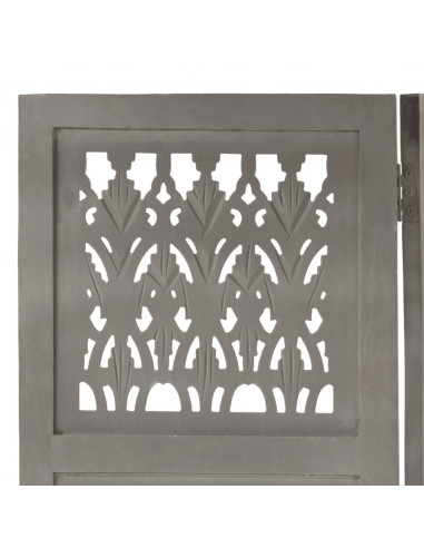 Divisorio 5 Pannelli Intagliato Grigio 200x165cm Mango Massello