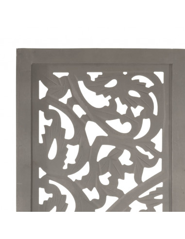 Divisorio 3 Pannelli Intagliato Grigio 120x165cm Mango Massello