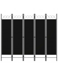 Paravento a 5 Pannelli Nero 200x180 cm 2