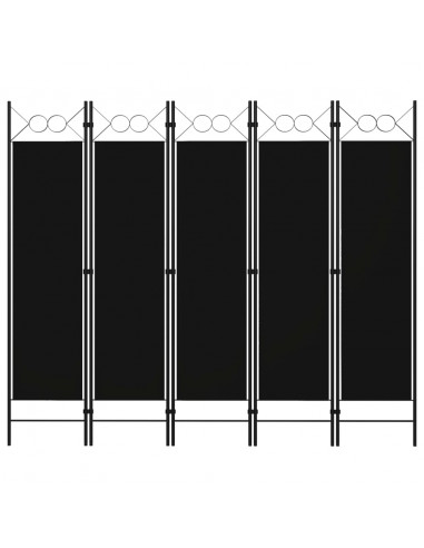 Paravento a 5 Pannelli Nero 200x180 cm