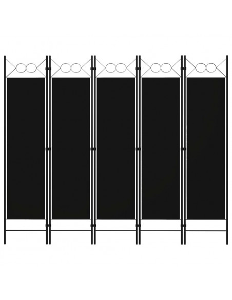 Paravento a 5 Pannelli Nero 200x180 cm