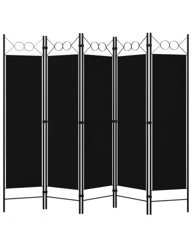 Paravento a 5 Pannelli Nero 200x180 cm