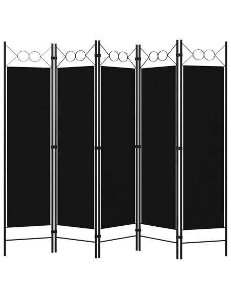 Paravento a 5 Pannelli Nero 200x180 cm