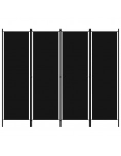 Paravento a 4 Pannelli Nero 200x180 cm 2