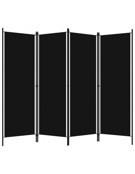 Paravento a 4 Pannelli Nero 200x180 cm