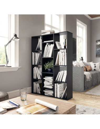 Libreria/Divisorio Nero 100x24x140 cm in Legno Multistrato