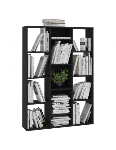 Libreria/Divisorio Nero 100x24x140 cm in Legno Multistrato