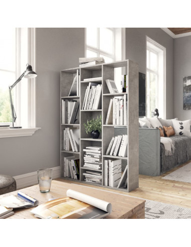 Libreria/Divisorio Grigio Cemento 100x24x140 cm in Multistrato