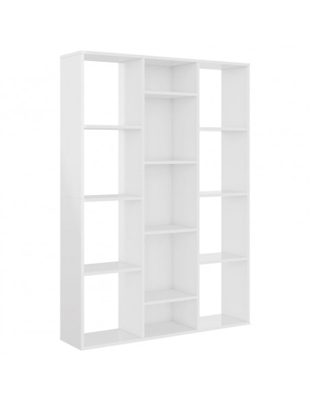 Libreria/Divisorio Bianco Lucido 100x24x140 cm in Multistrato