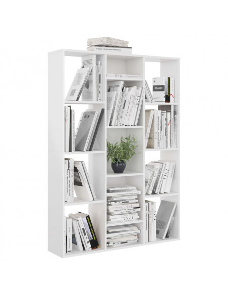 Libreria/Divisorio Bianco Lucido 100x24x140 cm in Multistrato