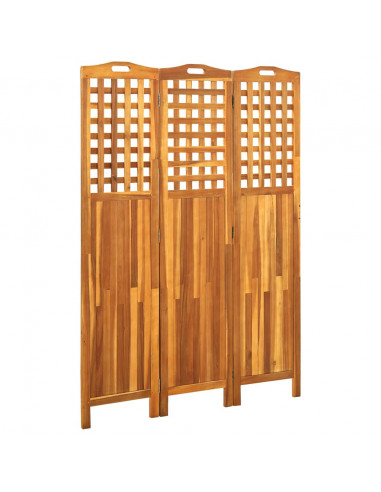 Divisorio a 3 Pannelli Grigio 121x2x170 cm in Massello Acacia