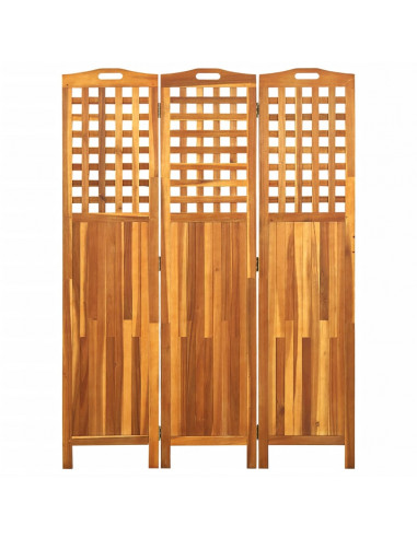 Divisorio a 3 Pannelli Grigio 121x2x170 cm in Massello Acacia