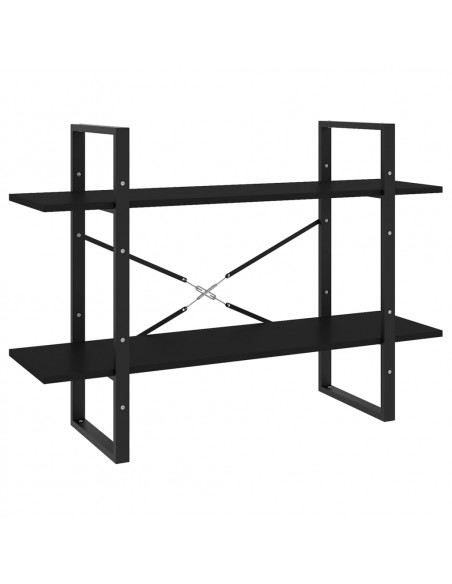 Libreria a 2 Ripiani Nera 100x30x70 cm in Legno Multistrato
