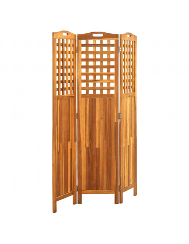 Divisorio a 3 Pannelli Grigio 121x2x170 cm in Massello Acacia