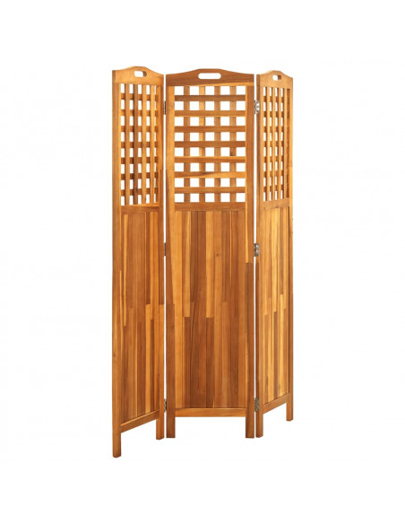Divisorio a 3 Pannelli Grigio 121x2x170 cm in Massello Acacia