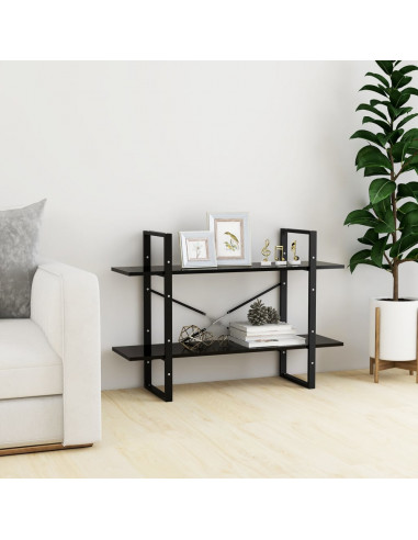Libreria a 2 Ripiani Nera 100x30x70 cm in Legno Multistrato