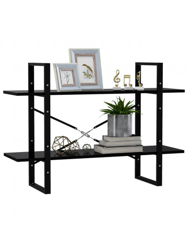 Libreria a 2 Ripiani Nera 100x30x70 cm in Legno Multistrato