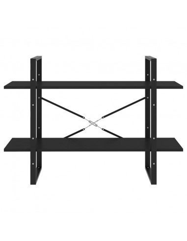 Libreria a 2 Ripiani Nera 100x30x70 cm in Legno Multistrato