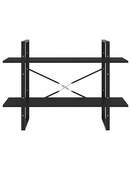 Libreria a 2 Ripiani Nera 100x30x70 cm in Legno Multistrato