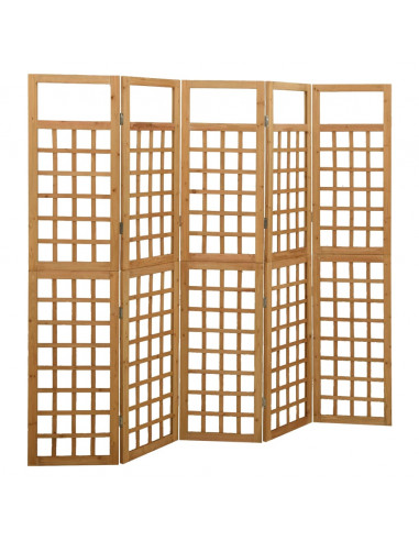 Divisorio a 5 Pannelli in Legno Massello di Abete 201,5x180 cm