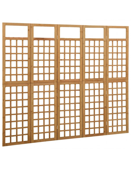 Divisorio a 5 Pannelli in Legno Massello di Abete 201,5x180 cm