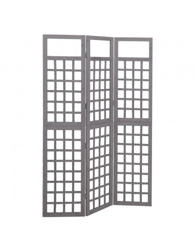 Divisorio a 3 Pannelli in Legno di Abete Grigio 121x180 cm