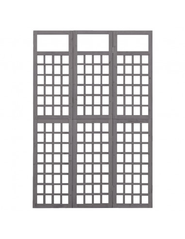 Divisorio a 3 Pannelli in Legno di Abete Grigio 121x180 cm