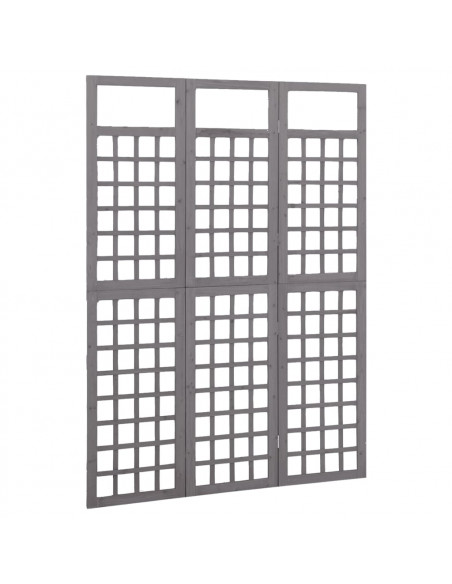 Divisorio a 3 Pannelli in Legno di Abete Grigio 121x180 cm