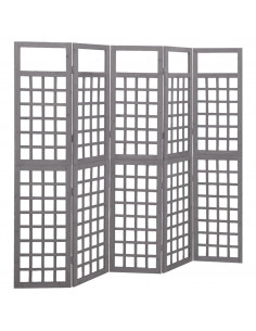 Divisorio a 5 Pannelli in Legno di Abete Grigio 201,5x180 cm 2