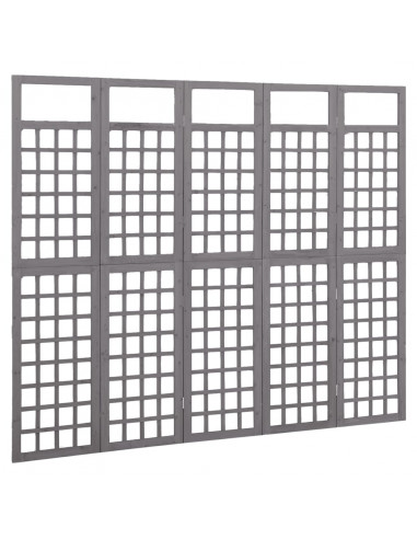 Divisorio a 5 Pannelli in Legno di Abete Grigio 201,5x180 cm