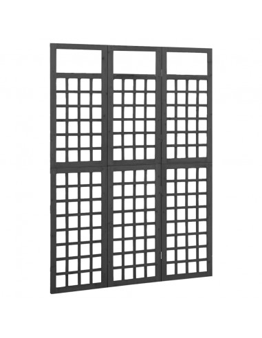 Divisorio a 3 Pannelli in Legno di Abete Nero 121x180 cm