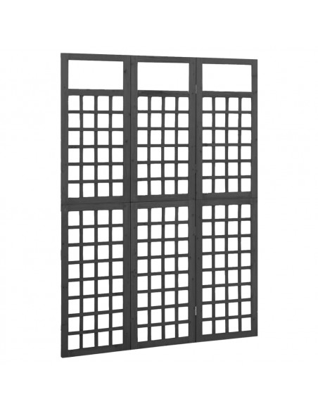 Divisorio a 3 Pannelli in Legno di Abete Nero 121x180 cm