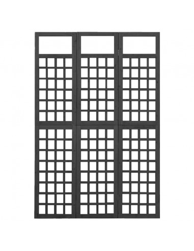 Divisorio a 3 Pannelli in Legno di Abete Nero 121x180 cm